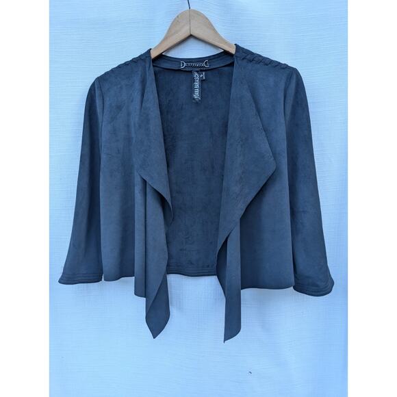 Yoana Baraschi Women's Black Open Front Shrug Cardigan XS Faux Suede Whimsigoth - Picture 4 of 8